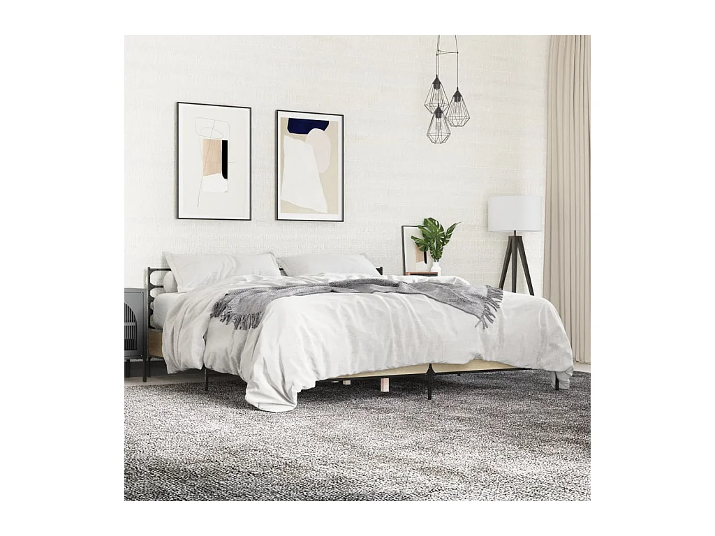 Bettgestell Sonoma-Eiche 180x200 cm Holzwerkstoff und Metall