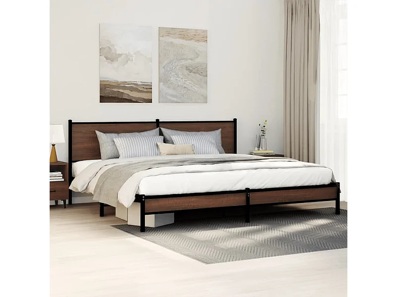 Cadre de lit en métal sans matelas chêne marron 200x200 cm