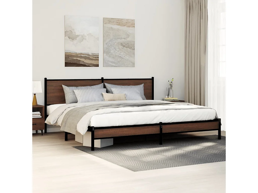 Cadre de lit en métal sans matelas chêne marron 200x200 cm