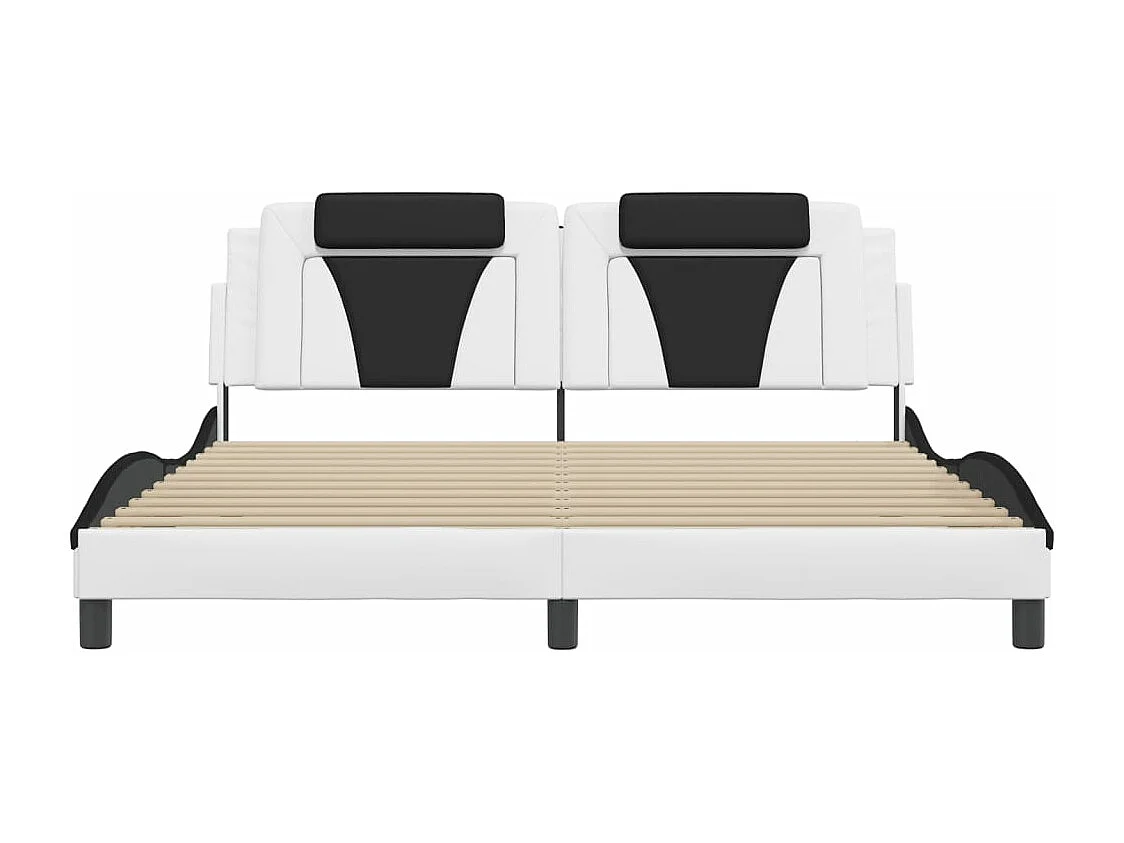 Cadre de lit sans matelas blanc et noir 180x200 cm similicuir