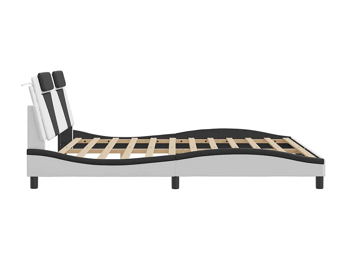 Cadre de lit sans matelas blanc et noir 180x200 cm similicuir