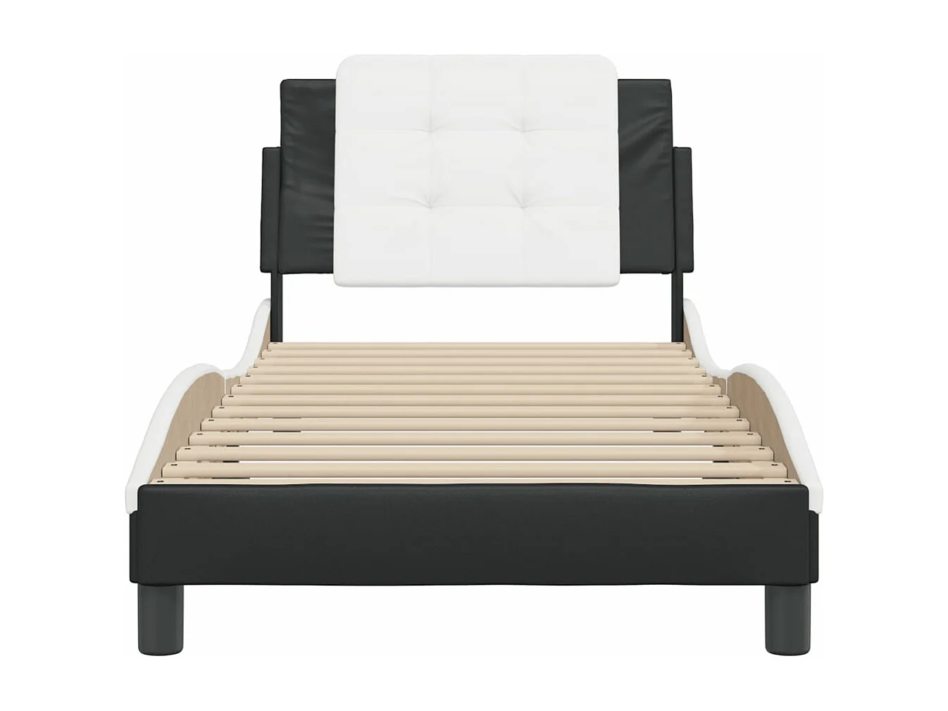 Cadre de lit sans matelas noir et blanc 100x200 cm similicuir