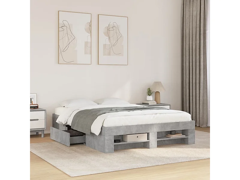 Cadre de lit sans matelas gris béton 120x190 cm bois ingénierie
