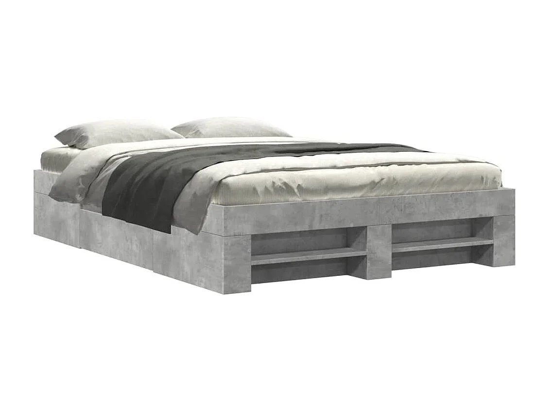 Cadre de lit sans matelas gris béton 120x190 cm bois ingénierie