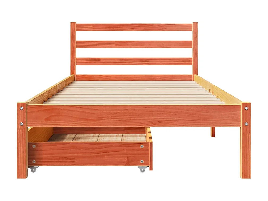 Massivholzbett ohne Matratze Wachsbraun 75x190 cm Kiefernholz