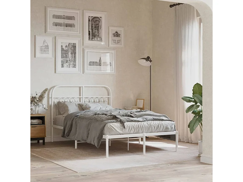 Giroletto con Testiera Metallo Bianco 120x190 cm