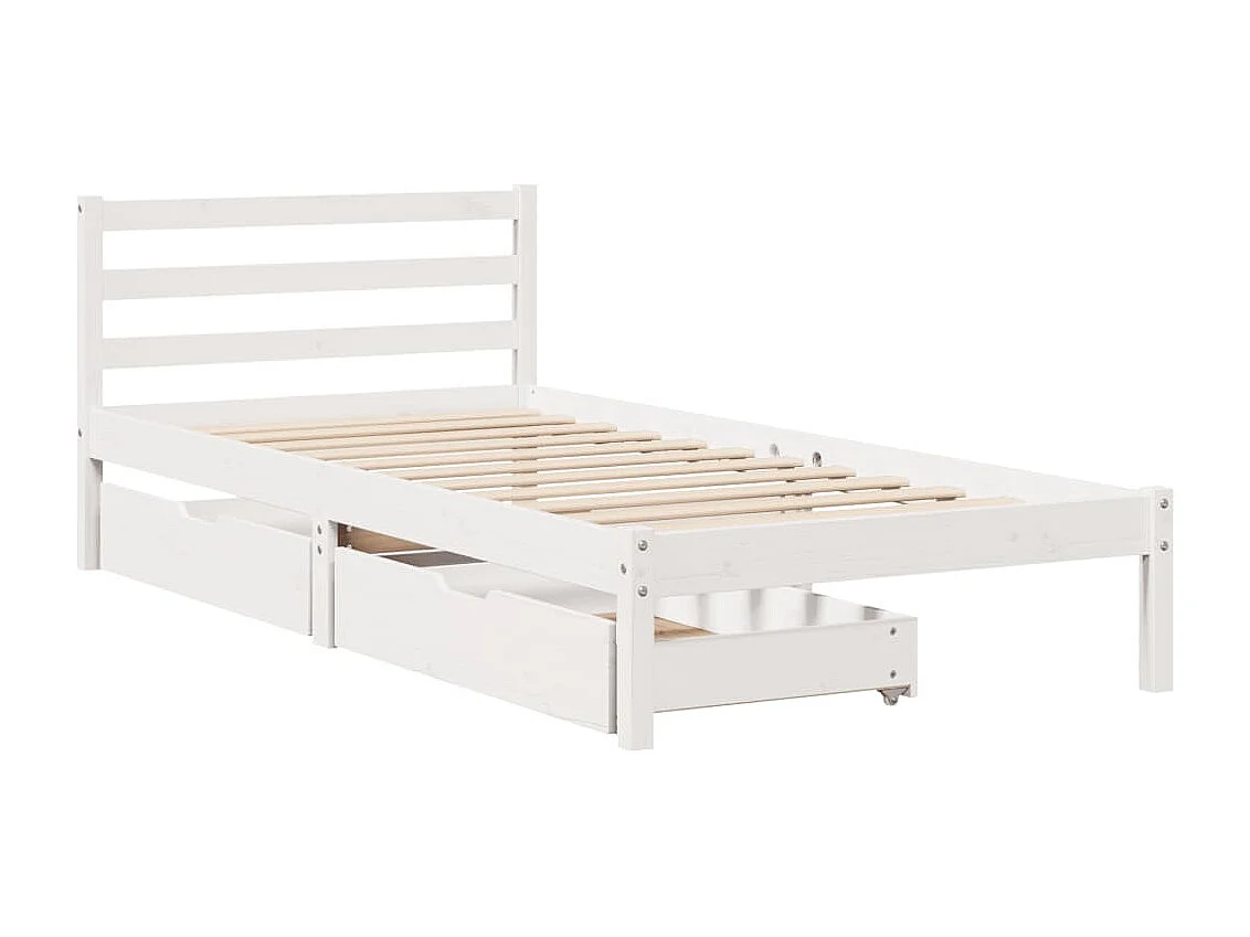 Cadre de lit sans matelas blanc 75x190 cm bois de pin massif