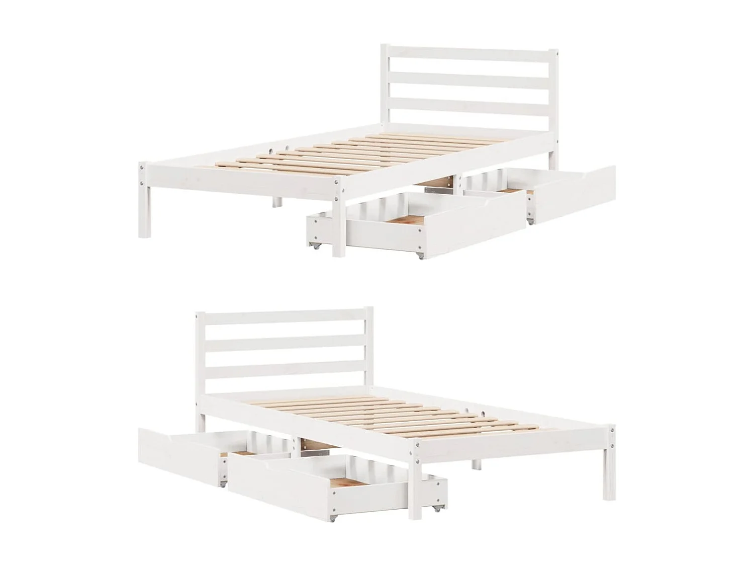 Massivholzbett ohne Matratze Weiß 75x190 cm Kiefernholz