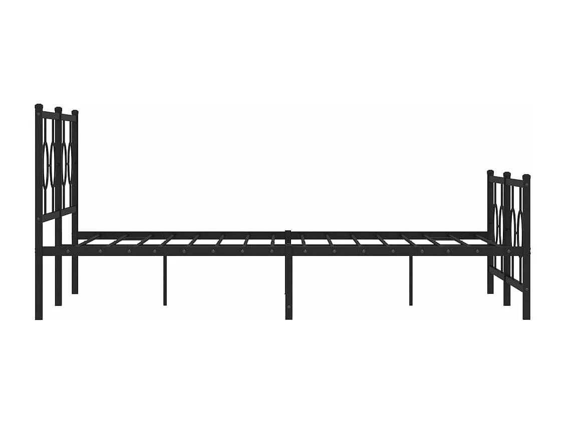 Cadre de lit métal sans matelas avec pied de lit noir 150x200cm
