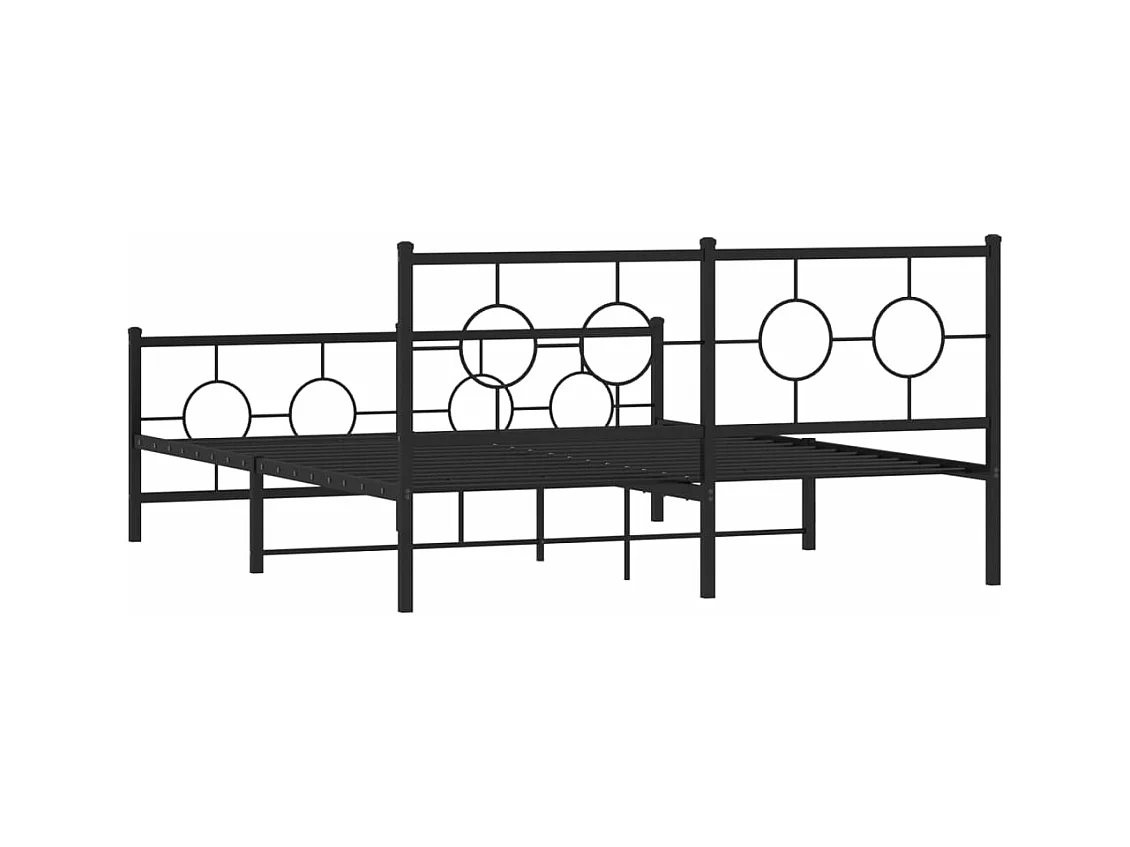 Cadre de lit métal sans matelas avec pied de lit noir 150x200cm