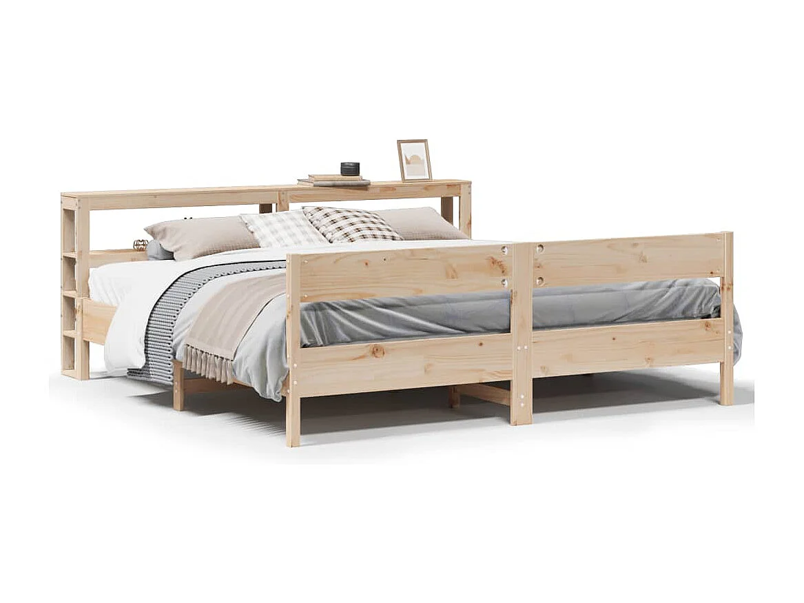 Estructura de cama sin colchón madera maciza de pino 200x200 cm