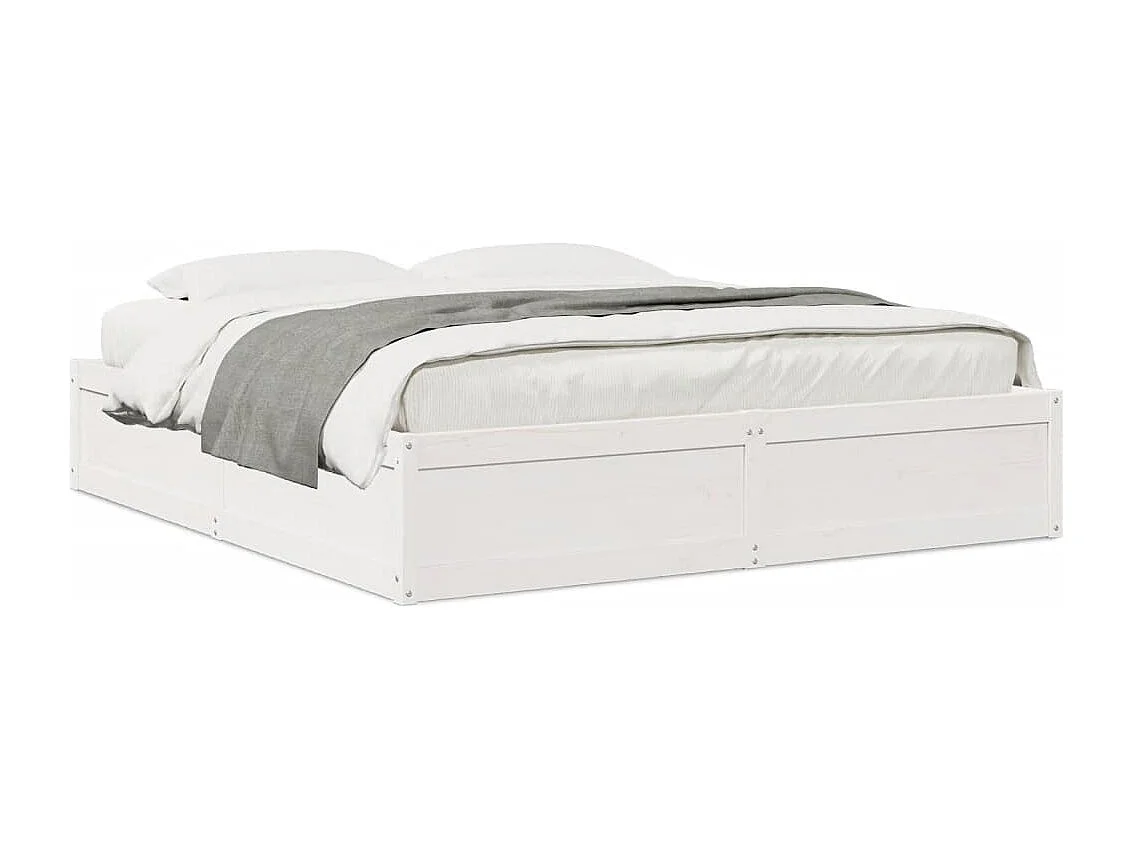 Massivholzbett ohne Matratze Weiß 200x200 cm Kiefernholz