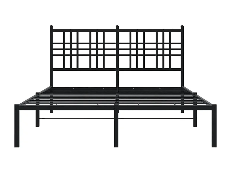 Cadre de lit métal sans matelas avec tête de lit noir 135x190cm