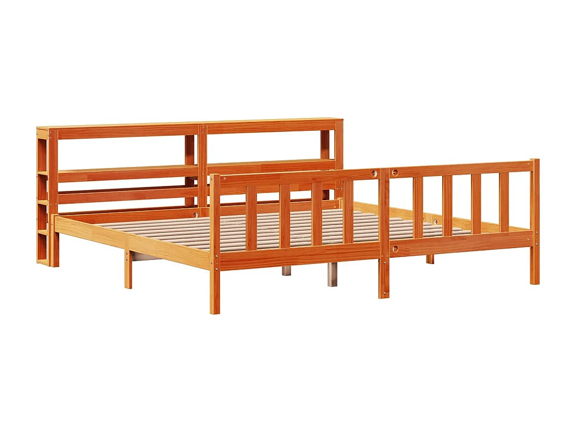 Cadre de lit et tête de lit sans matelas cire marron 180x200 cm