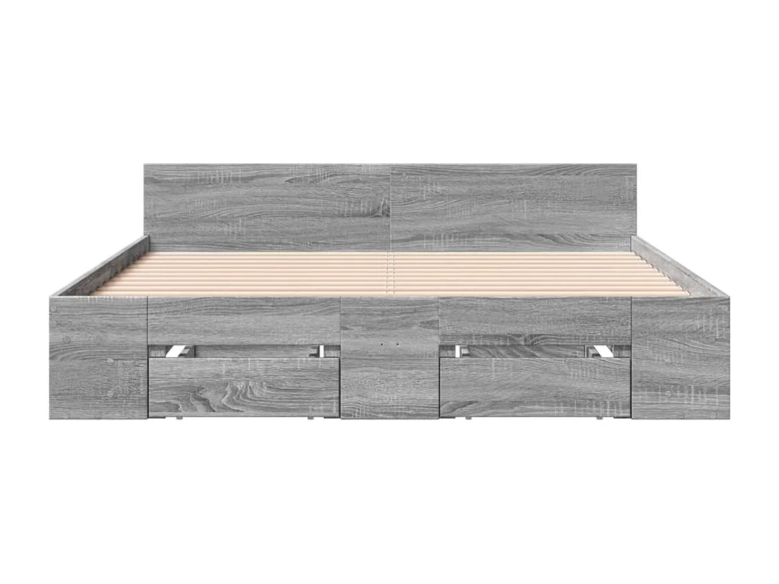Cadre de lit avec tiroirs sans matelas sonoma gris 120x190 cm