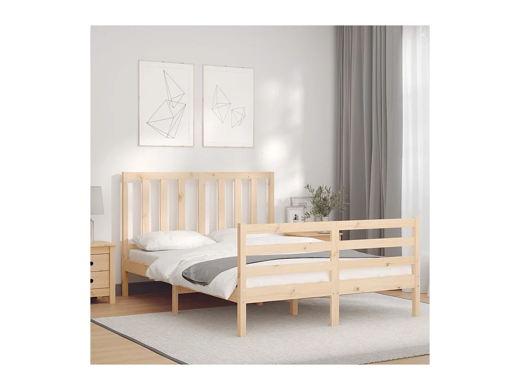 Letto senza Materasso 140x190 cm in Legno Massello di Pino