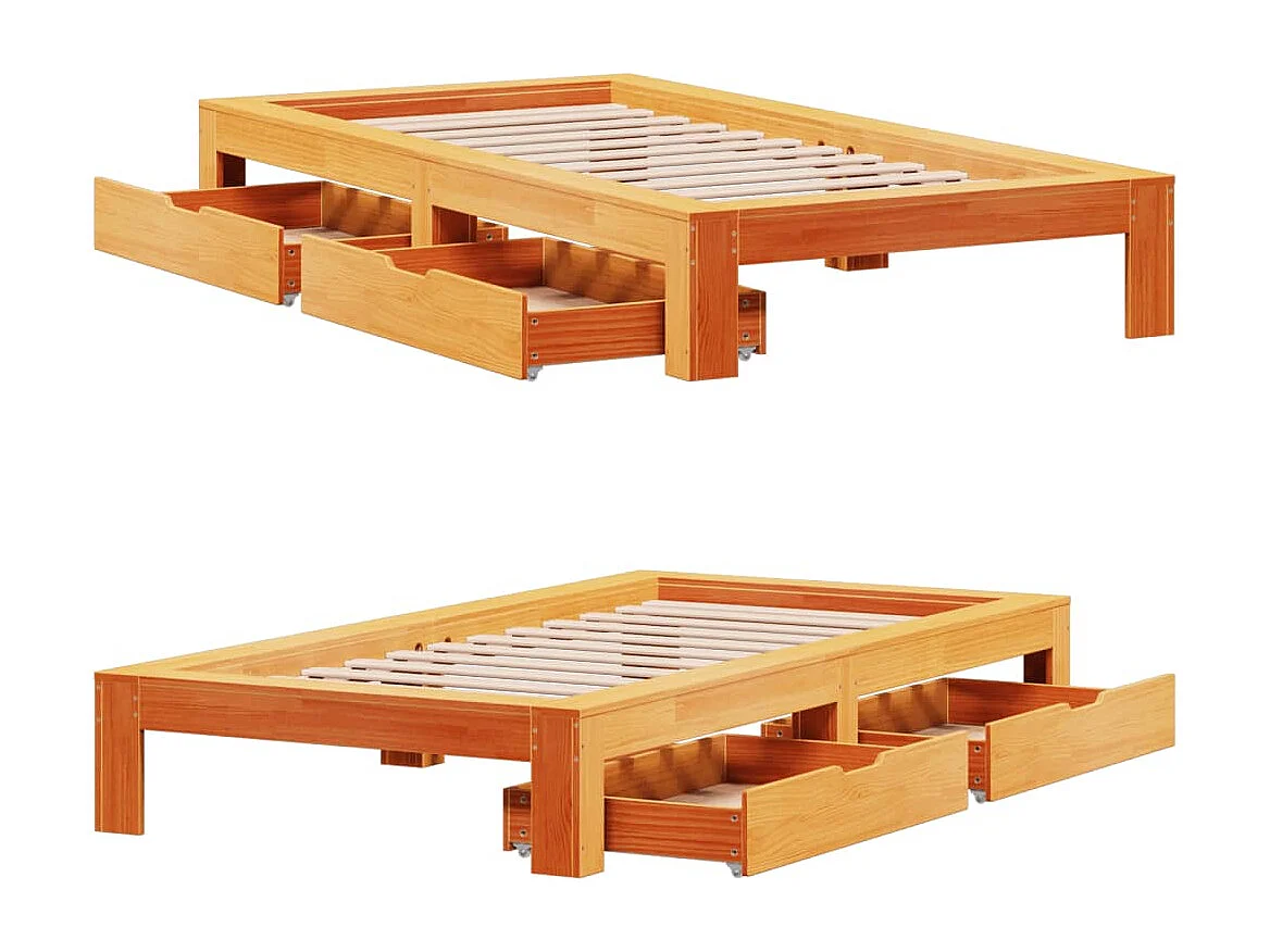 Cama sem colchão 90x200 cm pinho maciço castanho-mel