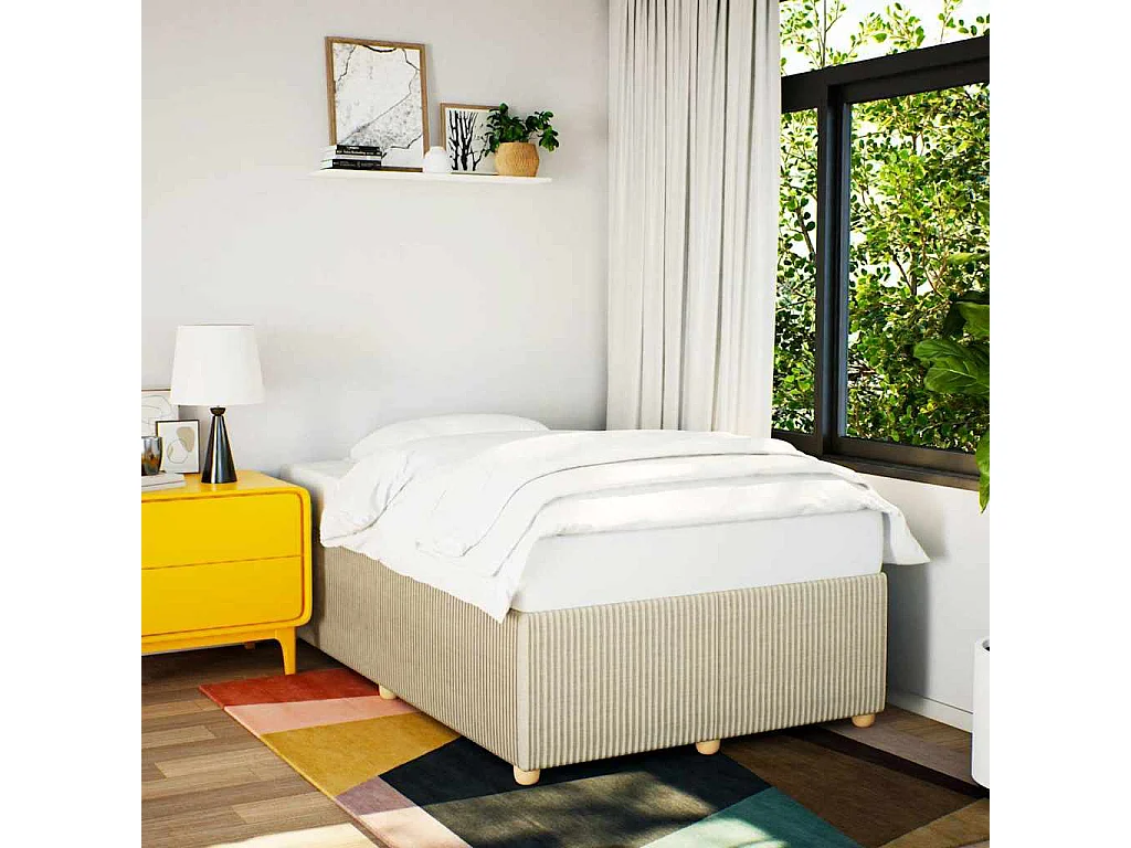 Cadre de lit sans matelas crème 120x200 cm tissu