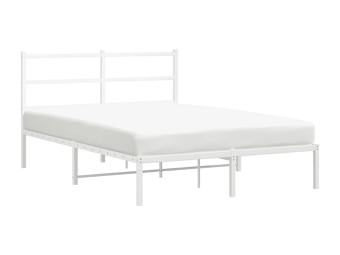 Cadre de lit métal sans matelas et tête de lit blanc 135x190 cm