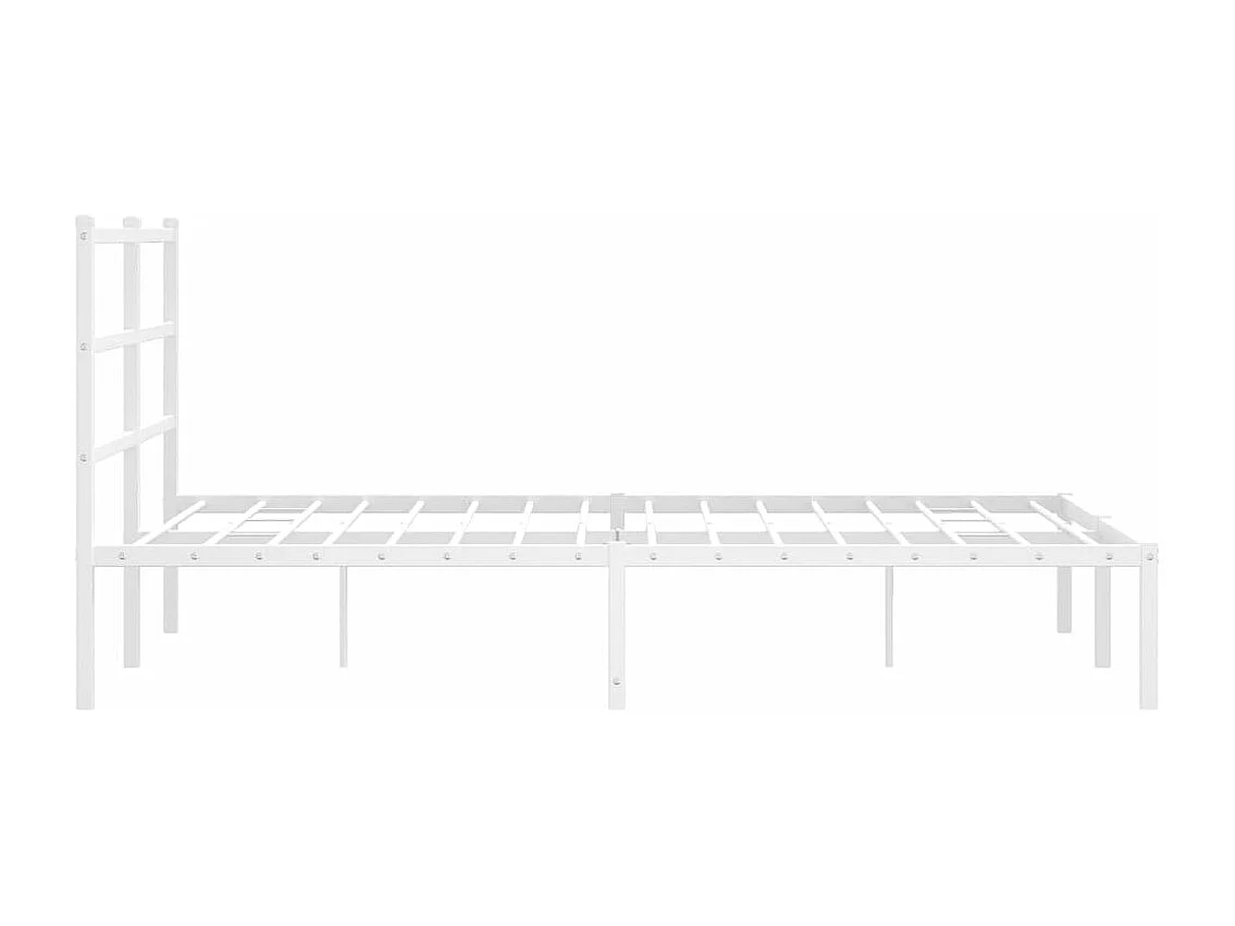 Cadre de lit métal sans matelas et tête de lit blanc 135x190 cm