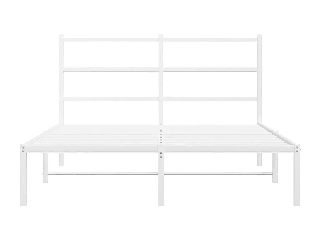 Bettgestell mit Kopfteil Metall Weiß 135x190 cm