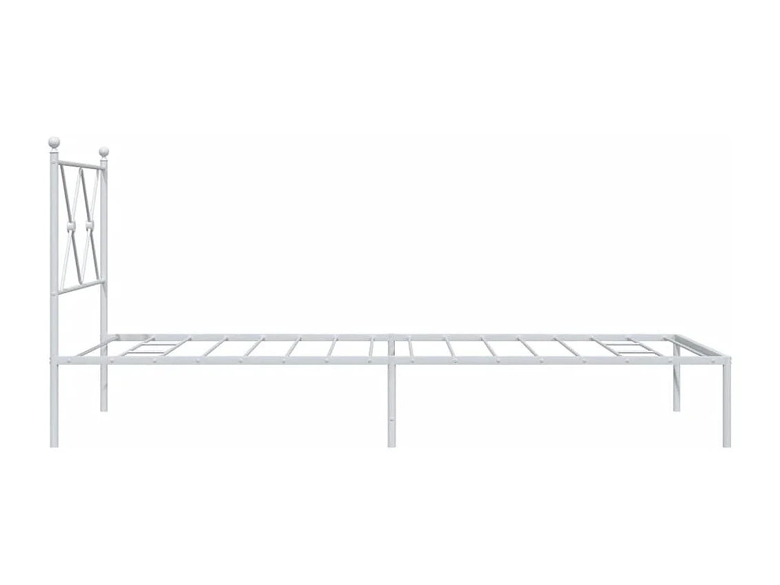 Cadre de lit métal sans matelas avec tête de lit blanc 90x190cm