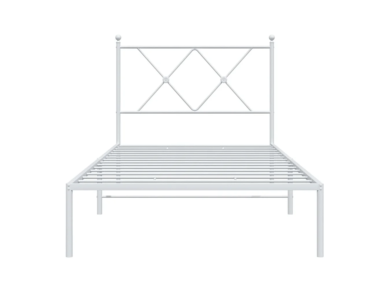 Cadre de lit métal sans matelas avec tête de lit blanc 90x190cm