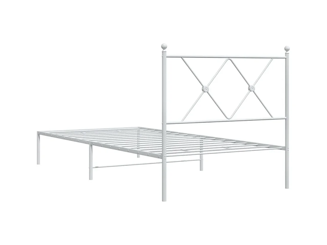 Cadre de lit métal sans matelas avec tête de lit blanc 90x190cm