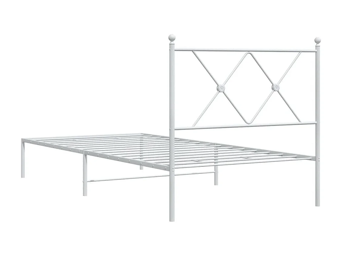 Bedframe met hoofdbord metaal wit 90x190 cm