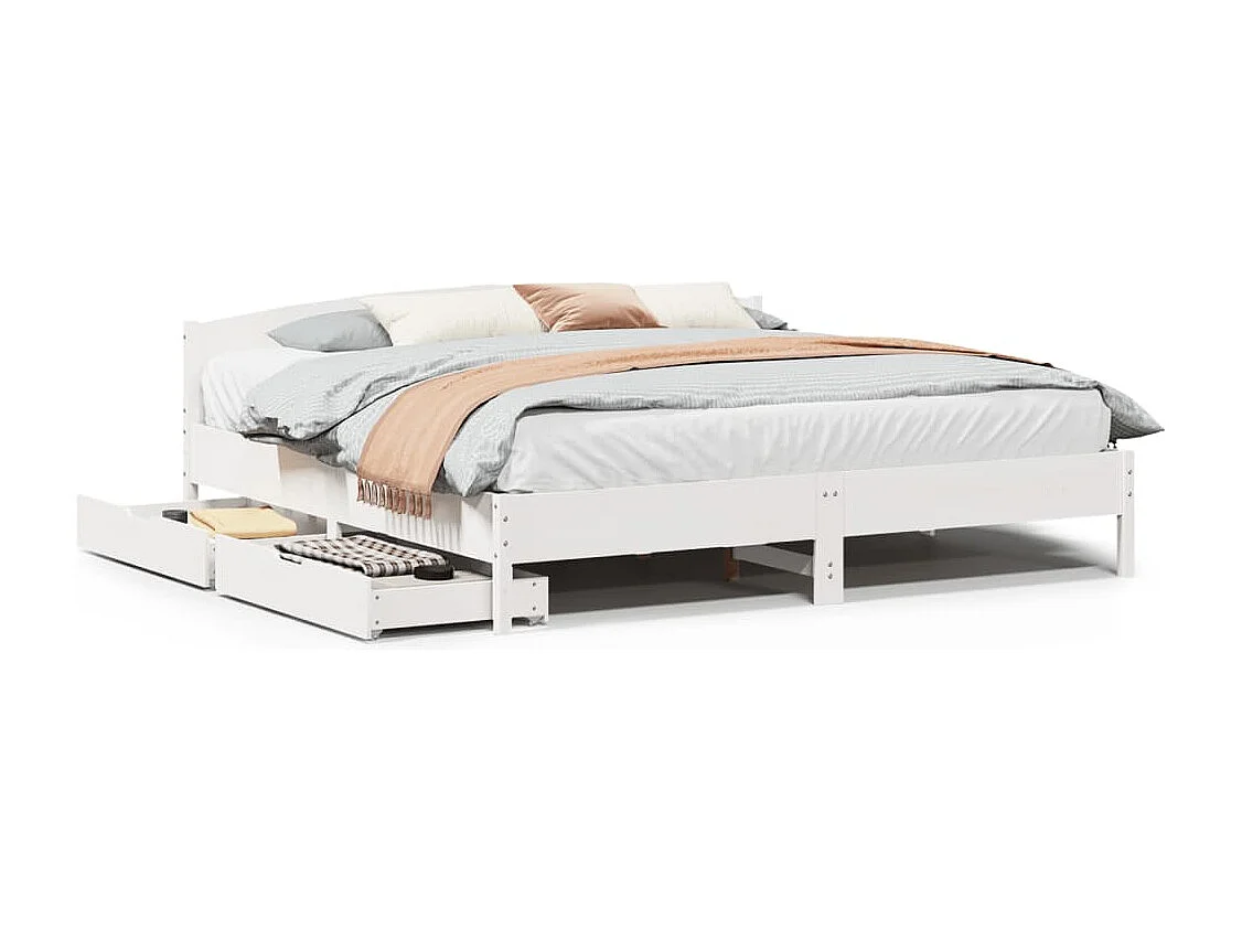 Cadre de lit sans matelas blanc 200x200 cm bois massif de pin
