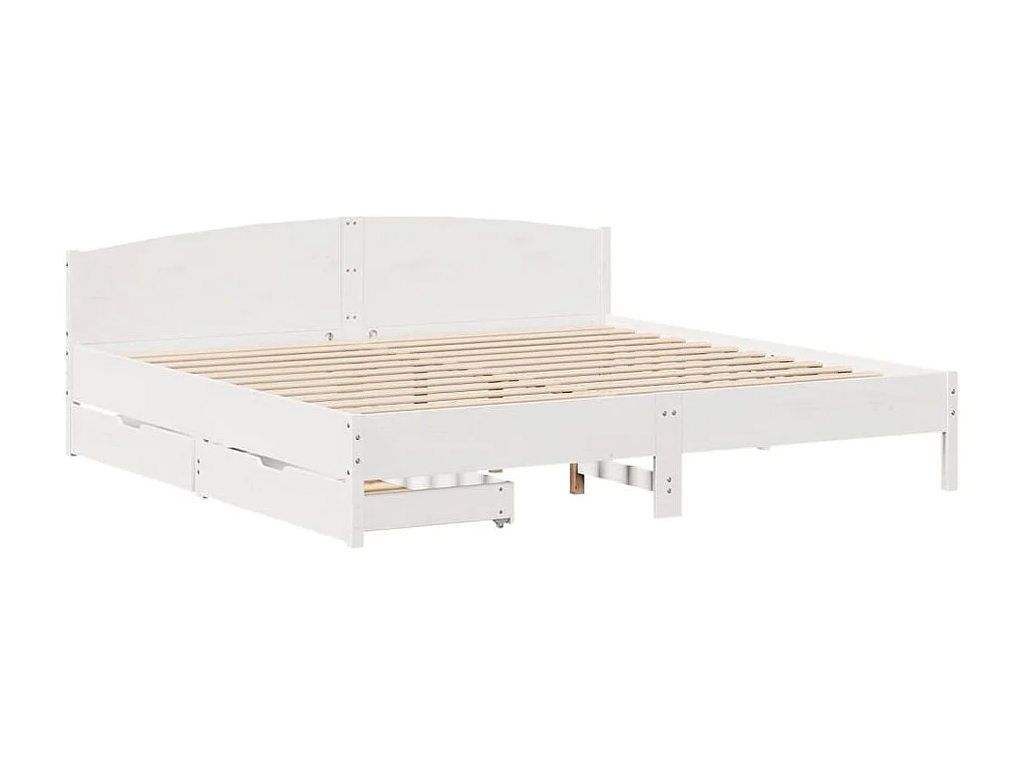 Cama sem colchão 200x200 cm madeira de pinho maciça branco