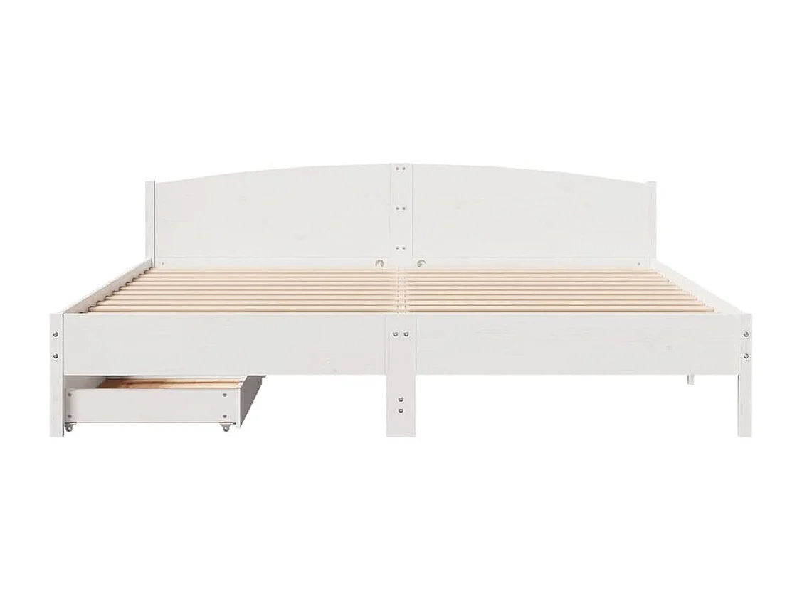 Cama sem colchão 200x200 cm madeira de pinho maciça branco