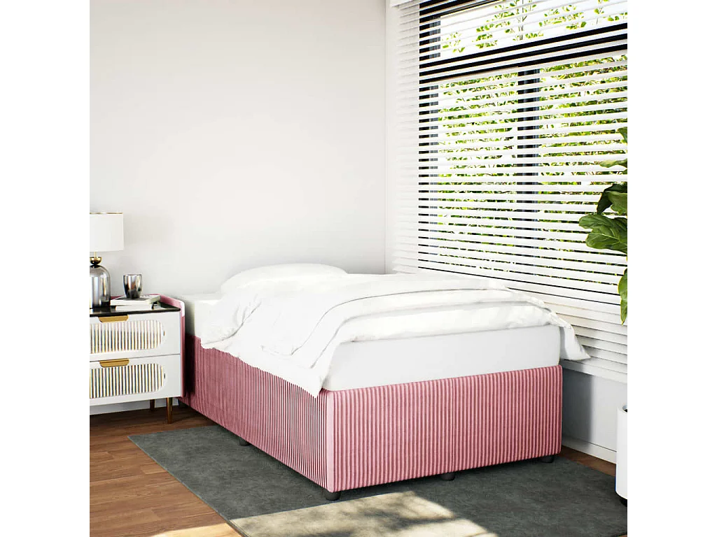 Cadre de lit sans matelas rose 120x190 cm velours