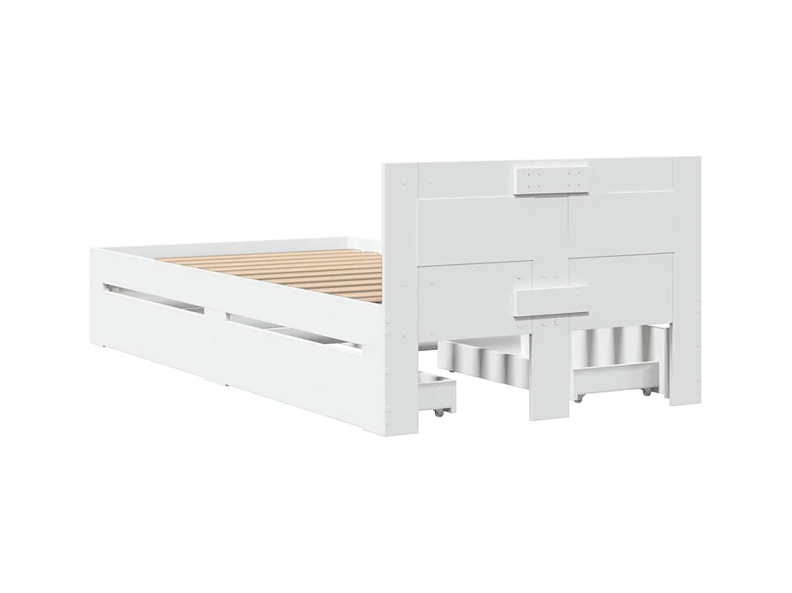 Cadre de lit avec tête de lit sans matelas blanc 75x190 cm