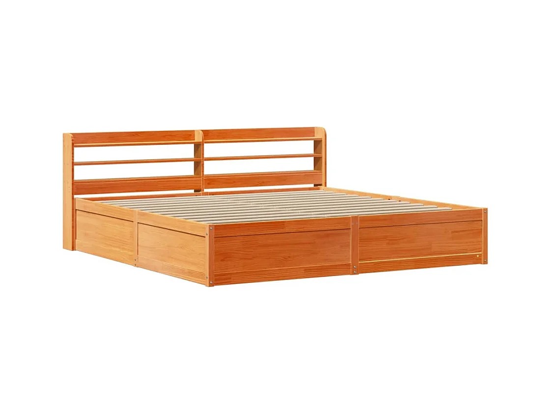Cadre de lit et tête de lit cire marron 200x200 cm bois de pin
