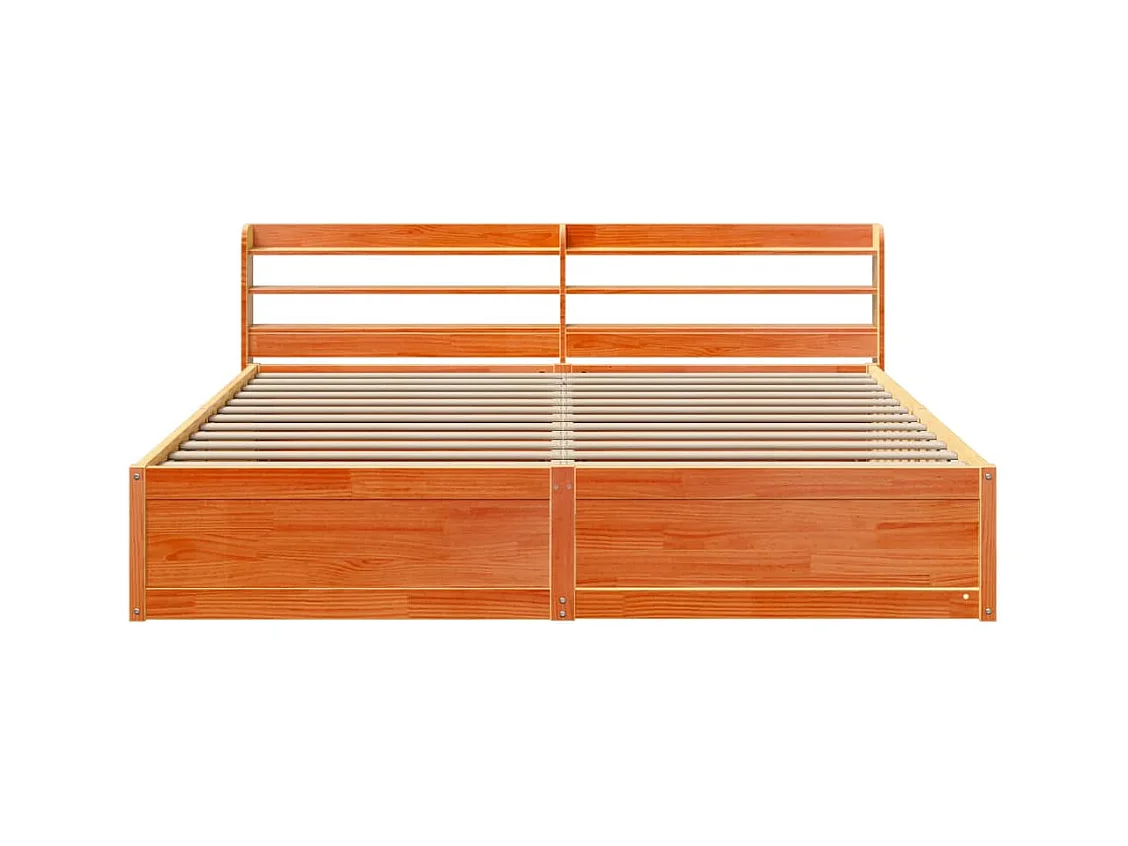 Cadre de lit et tête de lit cire marron 200x200 cm bois de pin
