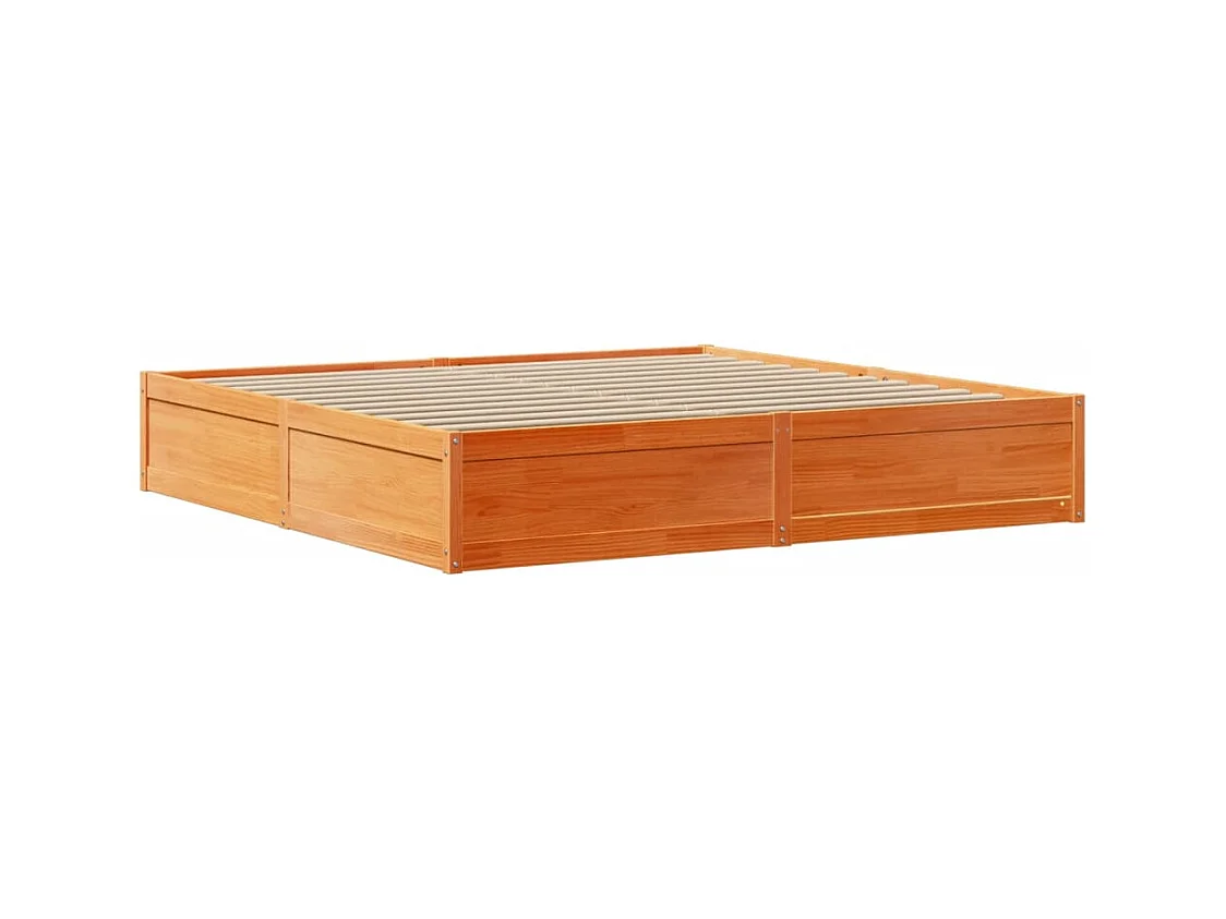 Cadre de lit et tête de lit cire marron 200x200 cm bois de pin