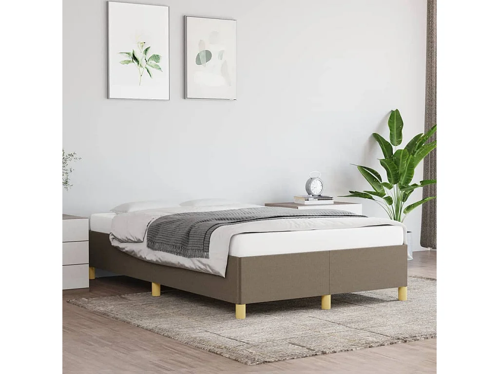 Cadre de lit sans matelas taupe 120x190 cm tissu