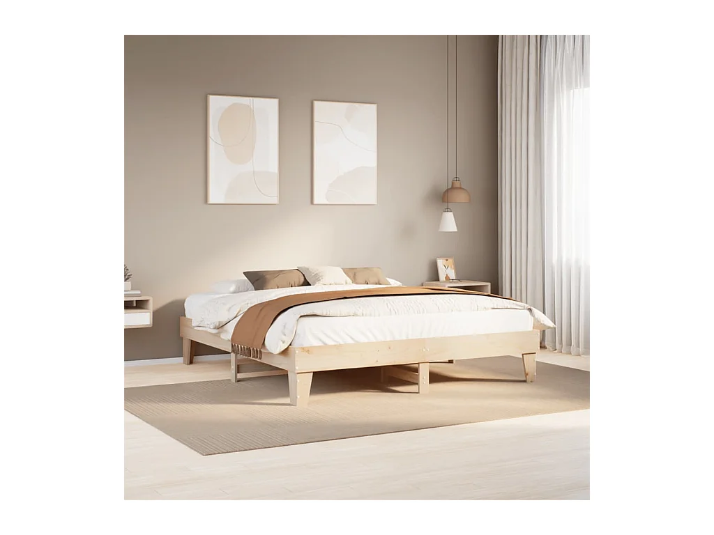 Bedframe zonder matras massief grenenhout 200x200 cm