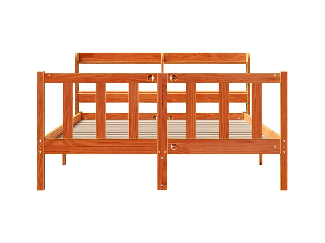 Giroletto con Testiera Marrone Cera 140x190 cm Massello Pino