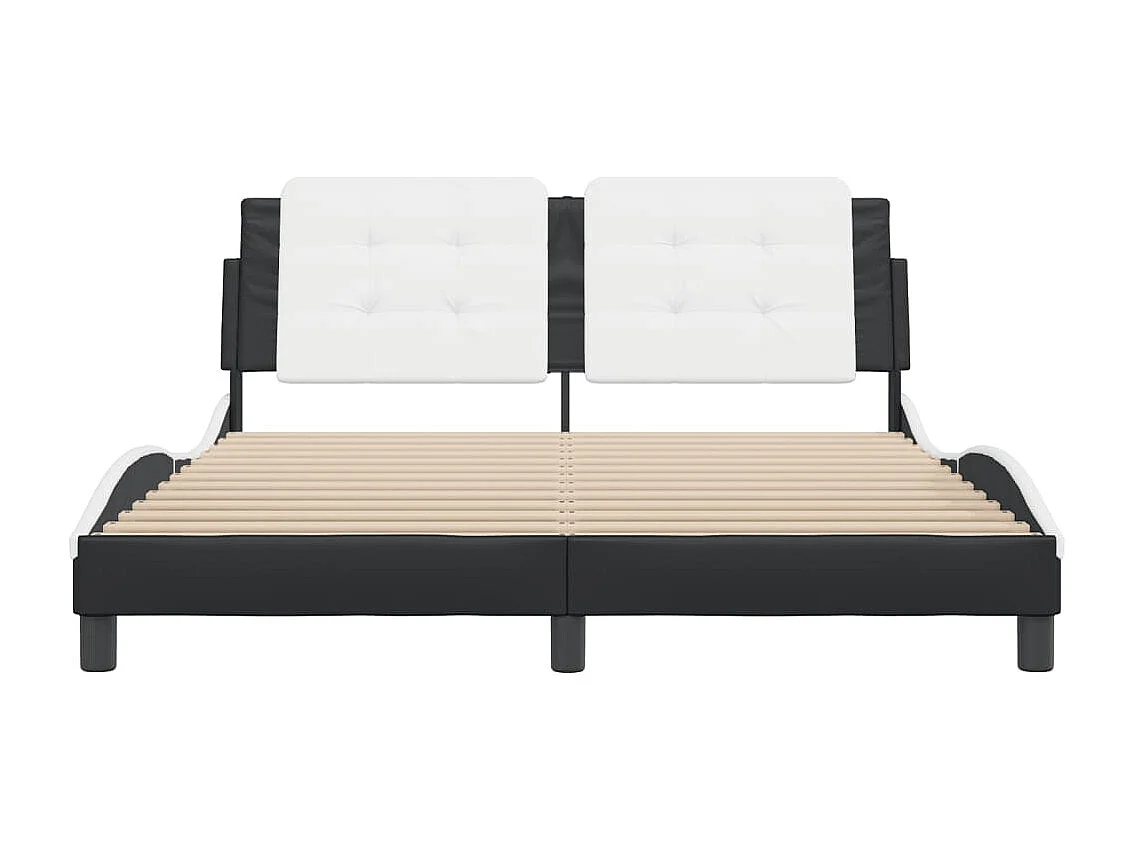 Cadre de lit sans matelas noir et blanc 160x200 cm similicuir