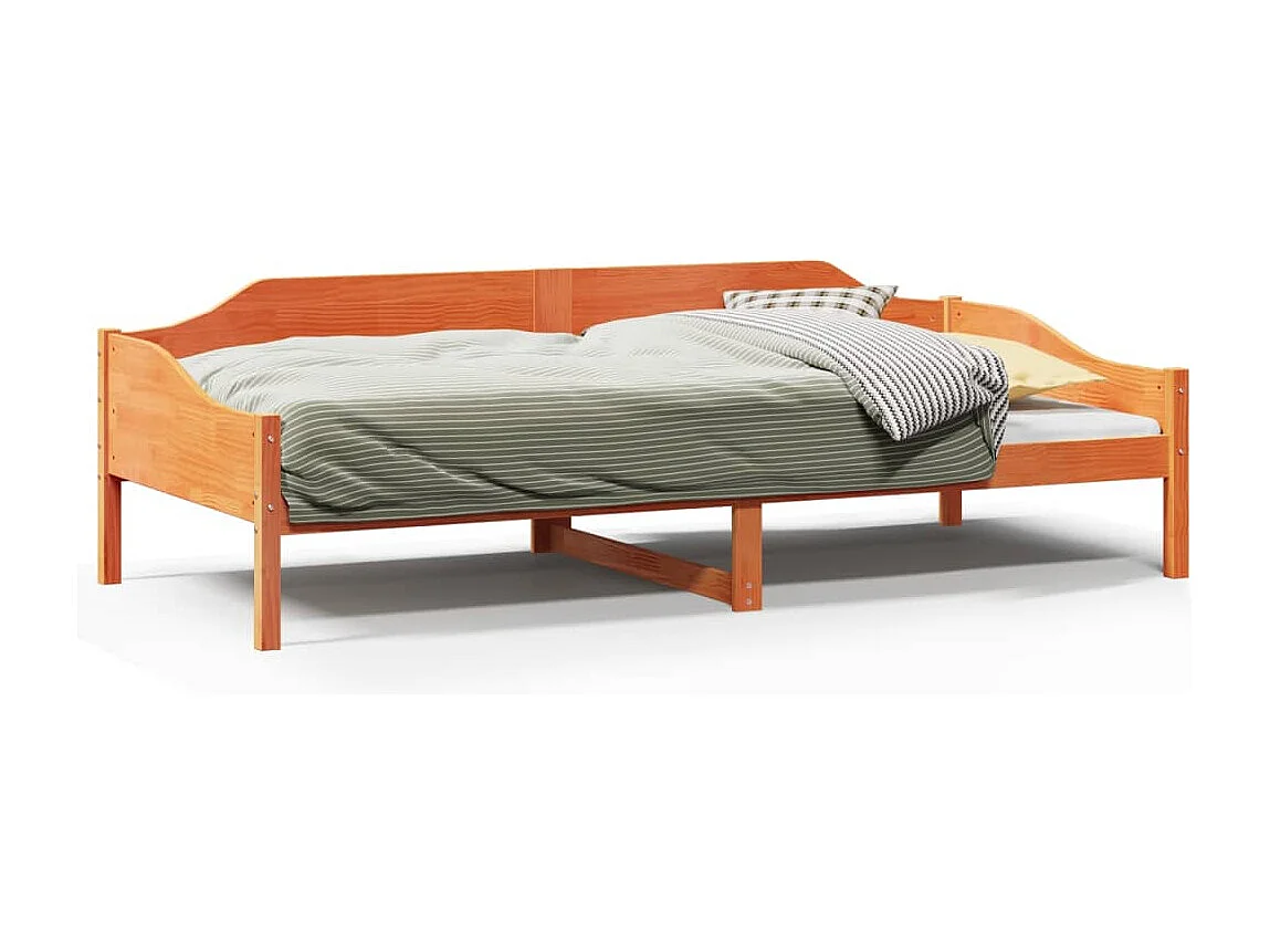 Cadre de lit sans matelas cire marron 90x190 cm bois pin massif