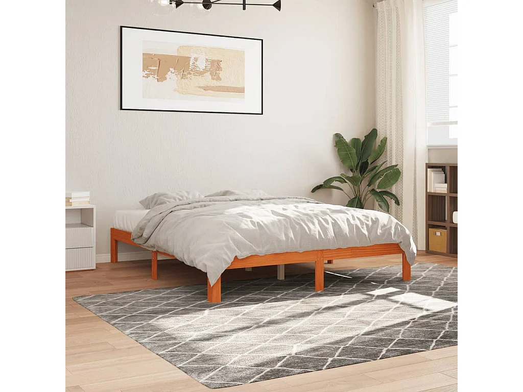 Letto senza Materasso Marrone Cera 180x200 cm in Legno di Pino