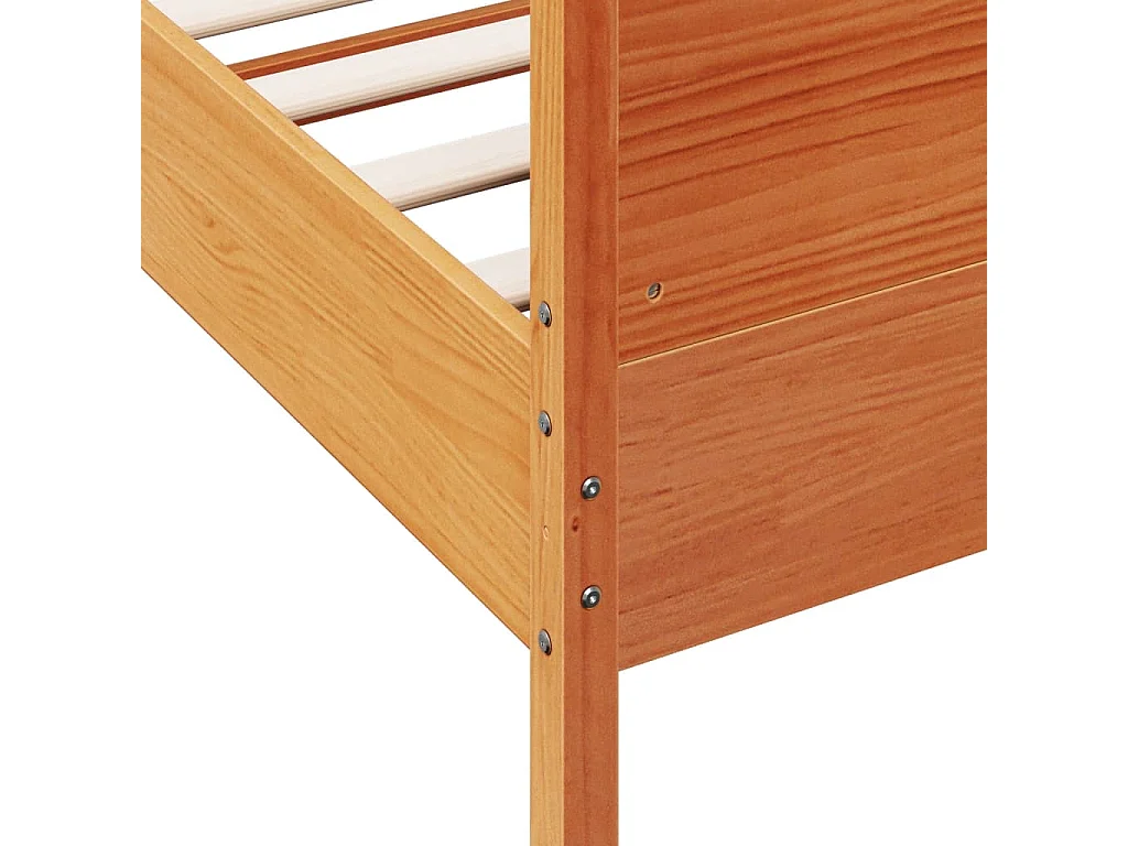 Cadre de lit sans matelas cire marron 120x190cm bois pin massif