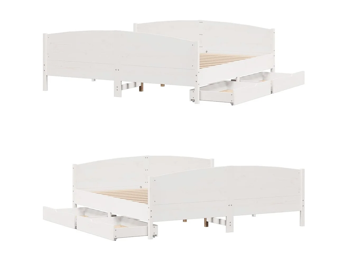 Cadre de lit sans matelas blanc 180x200 cm bois massif de pin