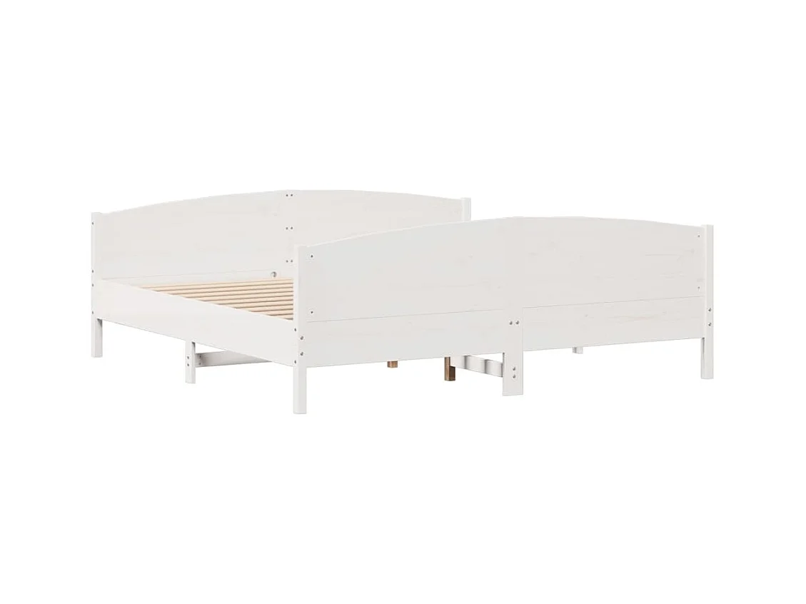 Cadre de lit sans matelas blanc 180x200 cm bois massif de pin