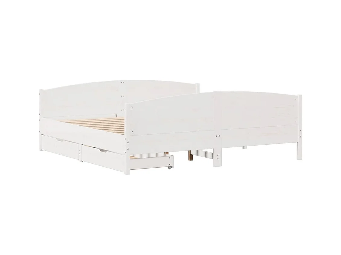 Cadre de lit sans matelas blanc 180x200 cm bois massif de pin