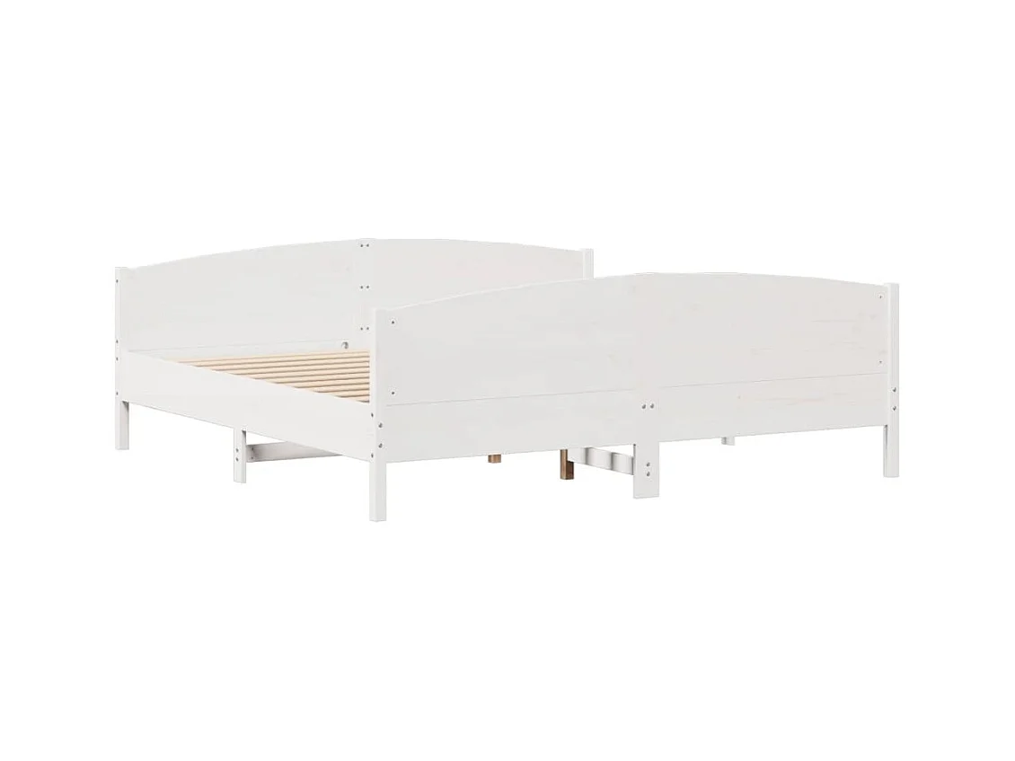Cadre de lit sans matelas blanc 180x200 cm bois massif de pin