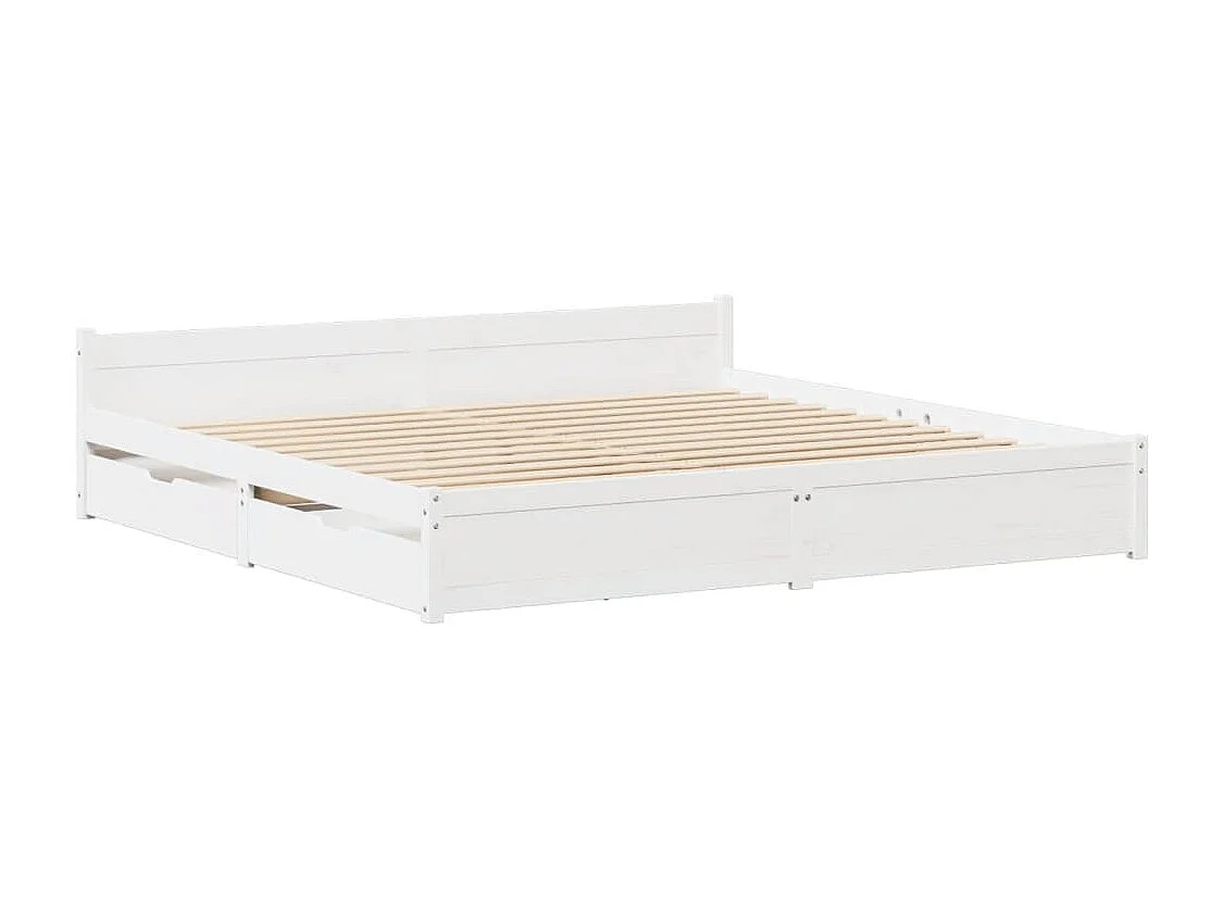 Letto senza Materasso Bianco 135x190 cm Legno Massello di Pino
