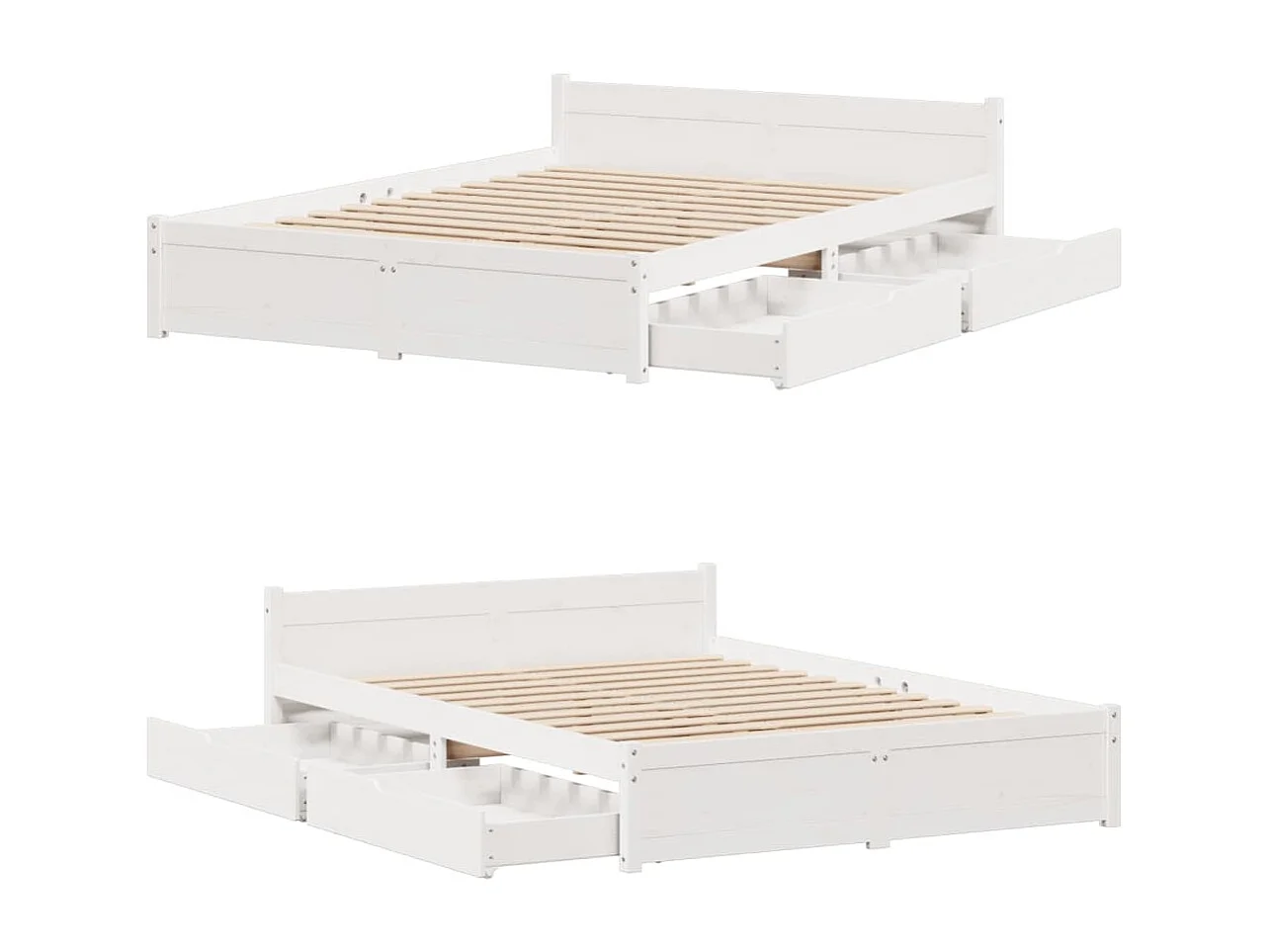 Estructura de cama sin colchón madera de pino blanco 135x190 cm